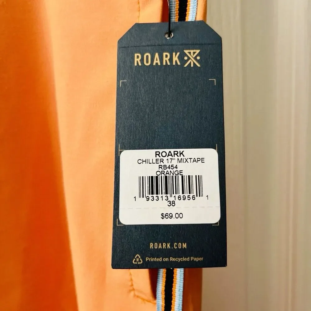 Roark Chiller Mixtape 17”‎ Boardshorts Orange Men's 38 Swim Trunks Shorts RB454